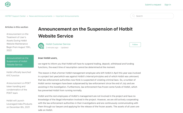 加密市场再传噩耗！Hotbit宣布暂停交易<strong></p>
<p>HOTBI</strong>，Coinbase二季度营收下降60%