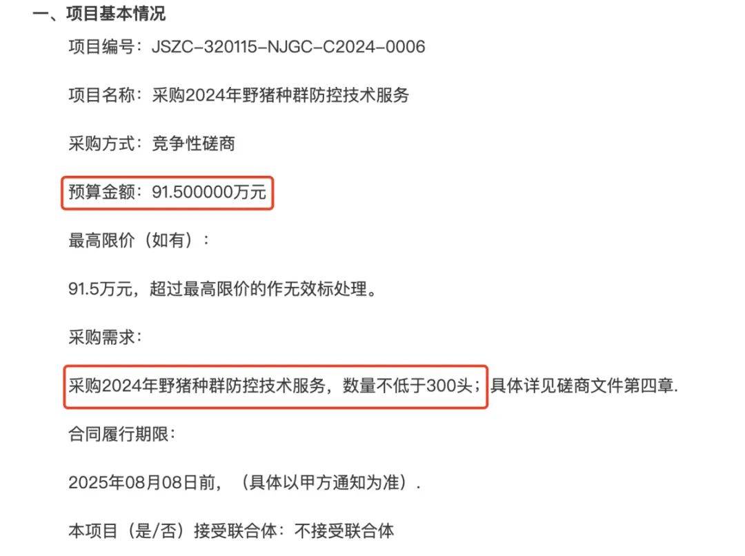 91.5万元打300头野猪<strong></p>
<p>上币精品网</strong>，南京一企业中标后弃标，知情人：人手不够