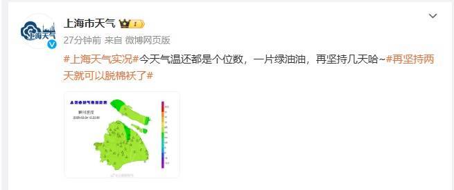 上海人<strong></p>
<p>兔兔币</strong>，再坚持两天就能脱棉袄了！最高直冲23℃！能顺利入春吗？